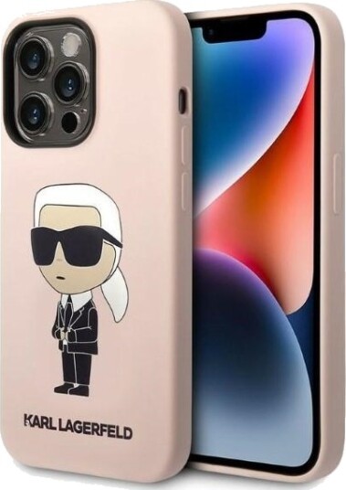 Karl Lagerfeld Ikonik Silikon Mobildeksel til iPhone 14 Pro Max Rosa