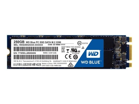 WD Blue PC SSD WDS250G1B0B - Solid State Drive - 250 GB - intern - M.2 2280 - SATA 6Gb/s WD Blue PC SSD WDS250G1B0B - Solid State Drive - 250 GB - intern - M.2 2280 - SATA 6Gb/s