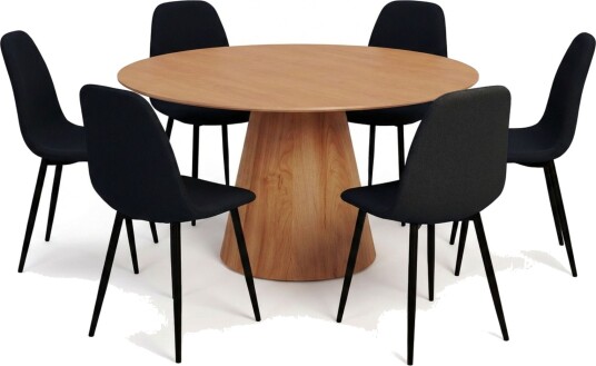 Siena spisegruppe rund 150 cm eik med 6 Nibe spisestoler - Eik