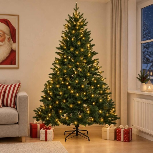 vidaXL Kunstig sammensatt juletre 240 cm 300 LED-lys Varmhvit