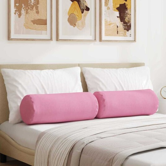 Bolster puter 2 pcs Rosa Ø 25 x 70 cm stoff