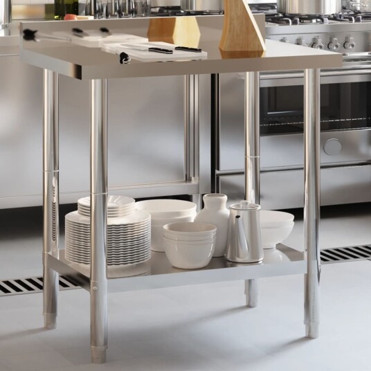 Kjøkkenbenk med bakplate 82,5x55x93 rustfritt stål Kjøkkenbenk med bakplate 82,5x55x93 rustfritt stål