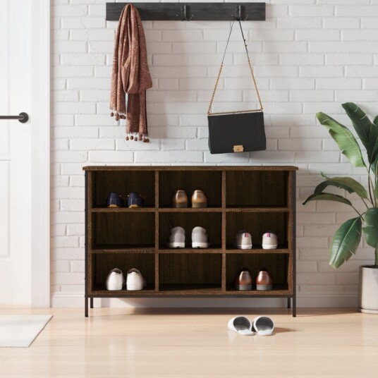 vidaXL Skoskap brun eik 100x35x70 cm konstruert tre vidaXL Skoskap brun eik 100x35x70 cm konstruert tre