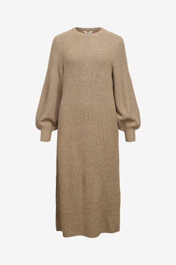 Object Kjole objDitte RE L/S Knit Midi Dress Brun