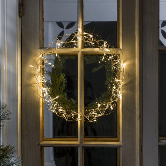 Julekrans med lys 45 cm varmhvit led   Gull   Gull