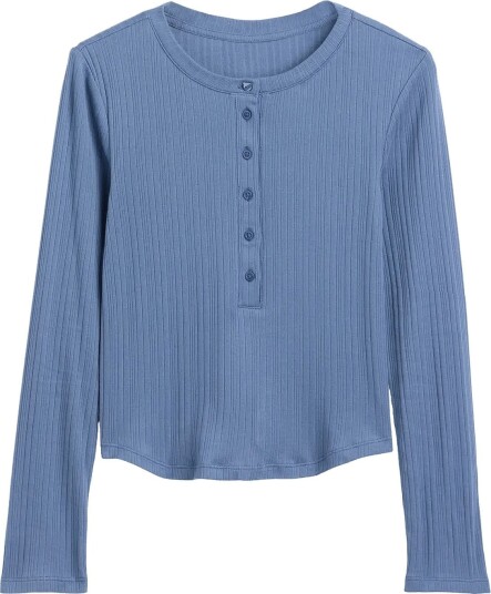 GAP Rib Henley T Shirt From The Gap Collection Blue 164/176 GAP Rib Henley T Shirt From The Gap Collection Blue 164/176