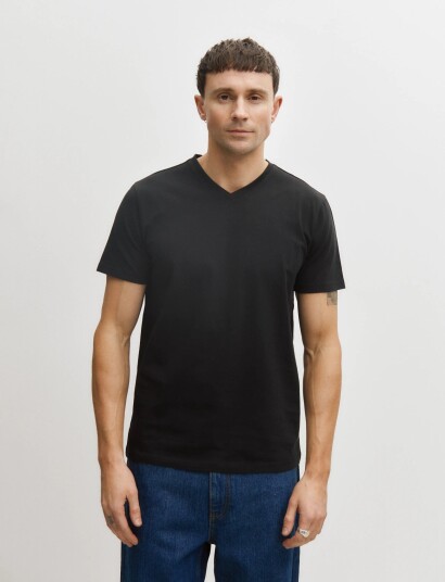 Enkel Studio V Neck Tee 2 Pack Esnohr   Black   S