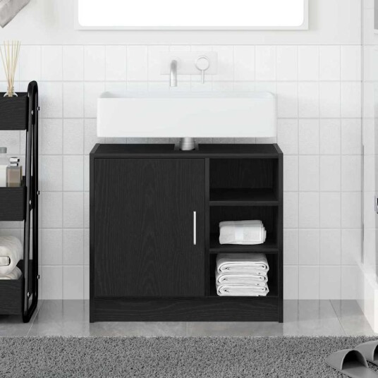 vaskeskap svart eik 63x29x55 cm konstruert tre