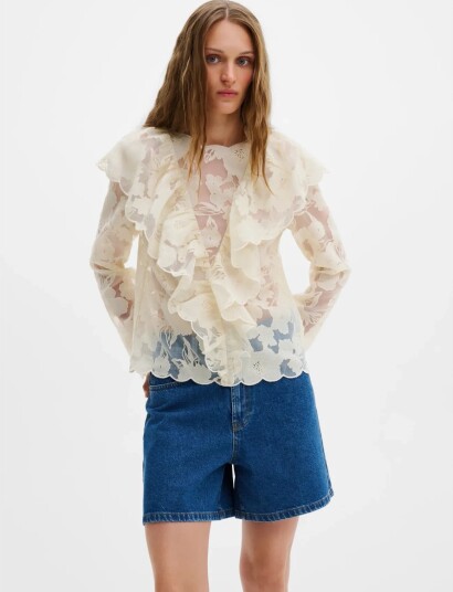 Malina Sansa Ruffled Lace Blouse Cream 36 Malina Sansa Ruffled Lace Blouse Cream 36
