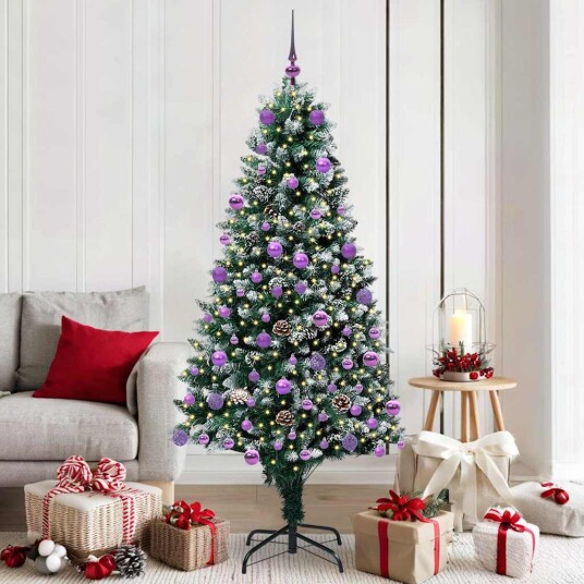Kunstig juletre med 300 LED grønn 180 cm PVC og Stål og Plast