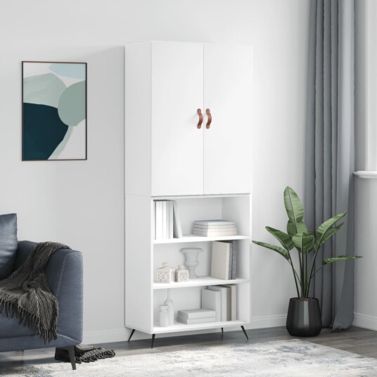 vidaXL Highboard hvit 69,5x34x180 cm konstruert tre 8720845412920