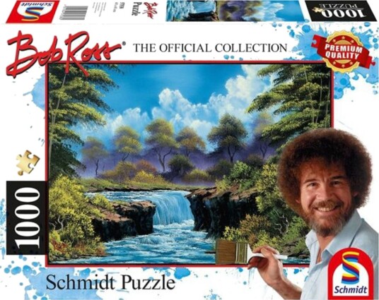 Schmidt Puzzles Puslespill 1000 Brikker Bob Ross: Foss I Skogen