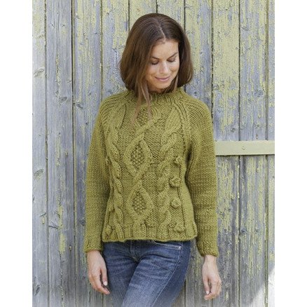Â Green Tea by DROPS Design Genser Strikkeoppskrift str S XXXL