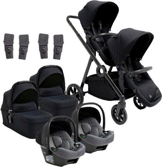 Beemoo Pro Multi 2 Tvillingvogn inkl. Route i-Size Babybilstol Coffee Black/Mineral Grey