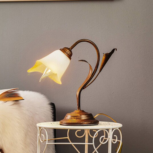 ONLI Bordlampe Lucrezia bronse med blomsterskjerm ONLI Bordlampe Lucrezia bronse med blomsterskjerm