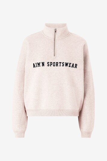 Aim'n Collegegenser Varsity Sweat Half Zip Beige