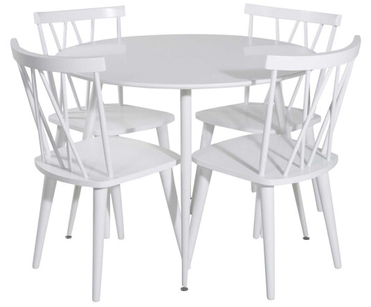 Venture Design Plaza & Mariette spisegruppe Hvit/hvit 4 st stoler & bord 100 cm