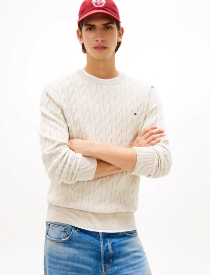 Tommy Hilfiger Classic Cotton Cable Crew Neck Cream XL