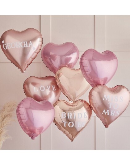 Ginger Ray 8 Stk. Rosa Folieballonger med Bokstavklistremerker 45 cm Blush Hen HN 855