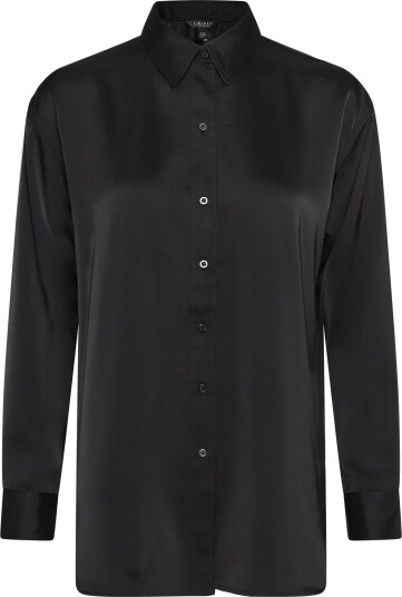 Lauren Ralph Lauren Relaxed Fit Satin Charmeuse Shirt Black XS