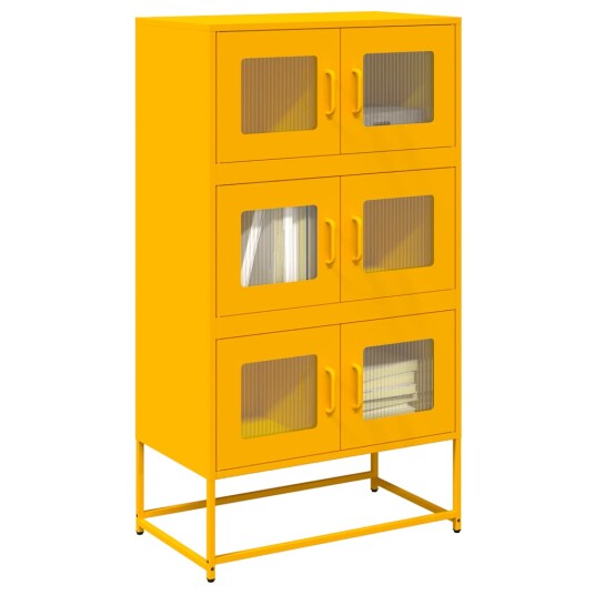 Highboard sennepsgul 68x39x123 cm stål