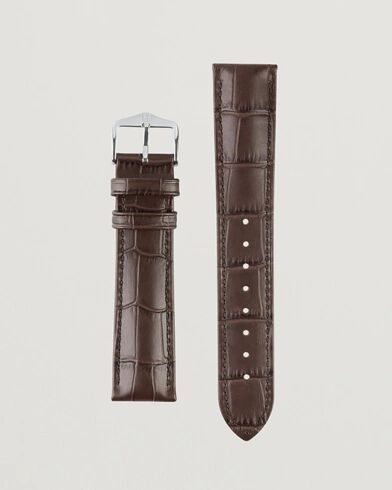HIRSCH Duke Embossed Leather Watch Strap Brown HIRSCH Duke Embossed Leather Watch Strap Brown