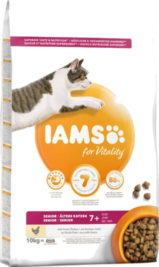 Iams Kattemat Senior Tørrfôr Kylling 10 kg for Hud & Pelspleie