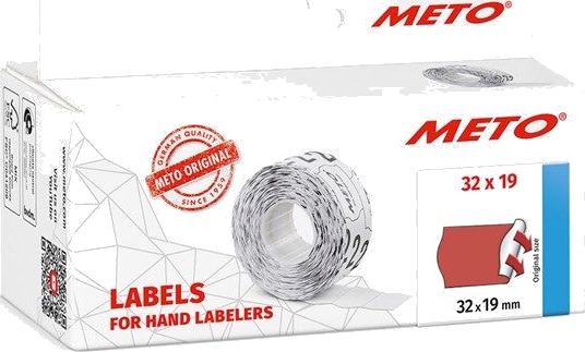 METO Prisetiketter, 32x19mm, neonrd, 5rl/1000