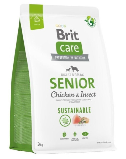 Brit Care Hundefôr Senior Kylling & Insekt 3 kg - Bærekraftig Tørrfôr