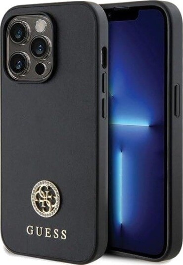 GUESS GUHCP15LPS4DGPK iPhone 15 Pro 6.1" black/black hardcase Strass Metal Logo GUESS GUHCP15LPS4DGPK iPhone 15 Pro 6.1" black/black hardcase Strass Metal Logo