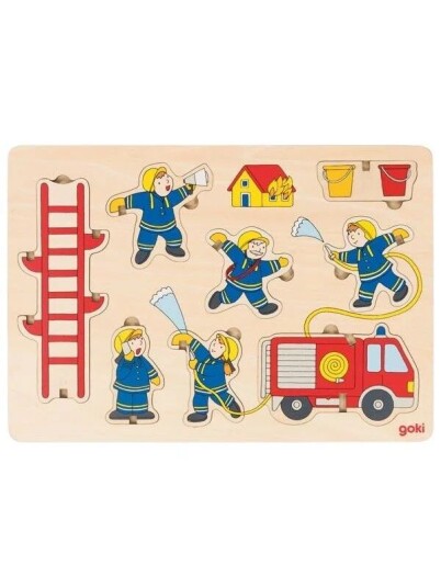 Goki Wooden Stacking Puzzle Fire Department 8 pcs. Tre