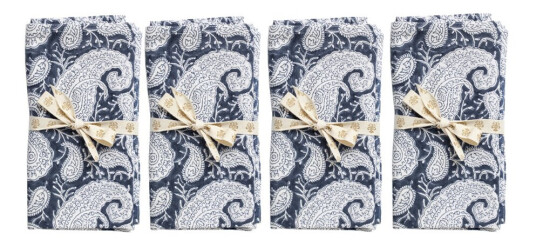 Chamois - Big paisley serviett 4 stk 50x50 cm marine