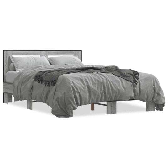 Sengeramme grå sonoma 135x190 cm konstruert tre og metall 8721102614217