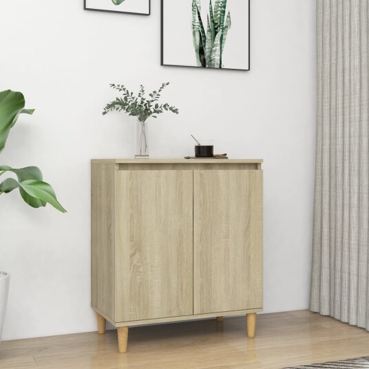 vidaXL Skjenk med ben i heltre sonoma eik 60x35x70 cm sponplate