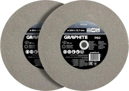 Graphite Slipeskiver 200 X 20/16/12,7 X 20 Mm P60 2 Stk