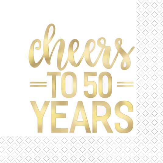 Servetter Cheers to 50 Years Gull   16 pakning