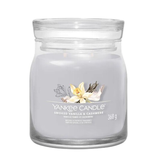 Yankee Candle Signature Medium Sive Smoked Vanilla & Cashmere 368 g Duftlys