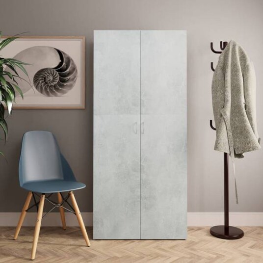 Skoskap 80x35,5x180 cm - betonggrå