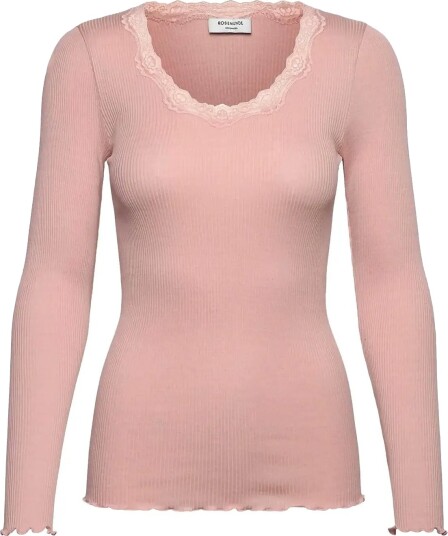 Rosemunde Rwbabette Silk Ls U Neck Lace T Shirt Pink L