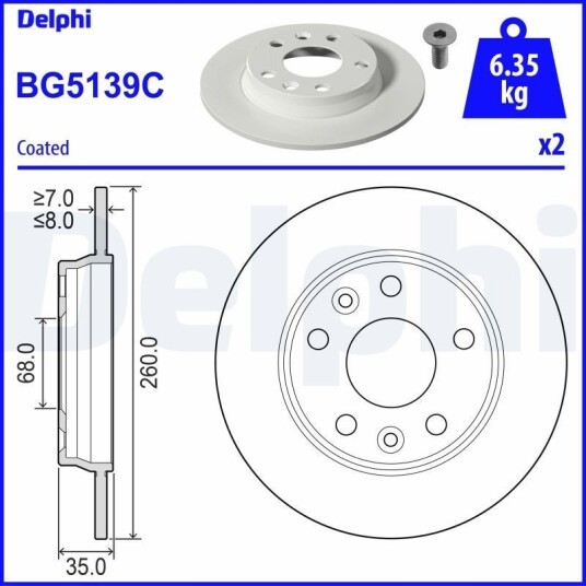 Bremseskive DELPHI BG5139C Bremseskive DELPHI BG5139C