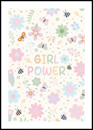 Girl Power Floral Pastel Plakat Plakat / 40x50cm