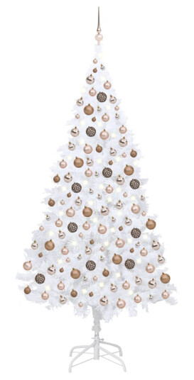 vidaXL Kunstig juletre med LED og kulesett 210 cm hvit PVC