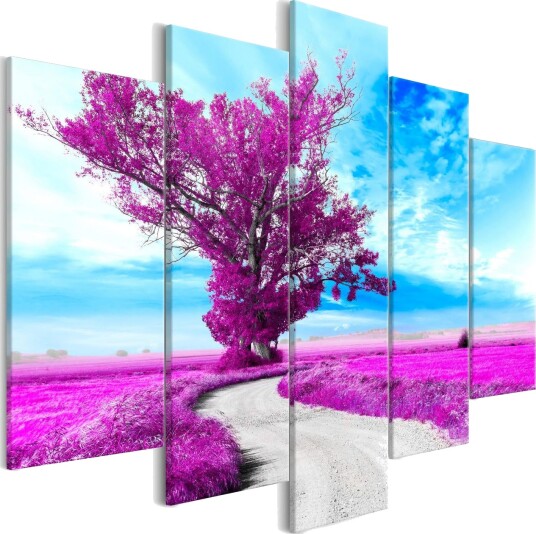 Bilde Tree Near The Road 5 Parts Violet 200x100 Artgeist sp. z o. o.