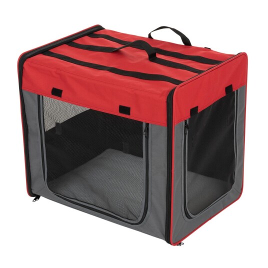 Zooplus Exclusive Transportabelt Hundehus First Class Basic M: L 61 X B 46 X H 53.5 cm Grå/Rød