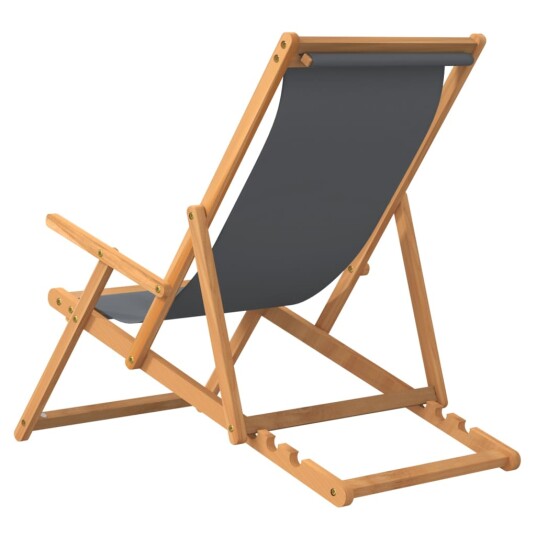 vidaXL Sammenleggbar strandstol heltre teak grå vidaXL Sammenleggbar strandstol heltre teak grå