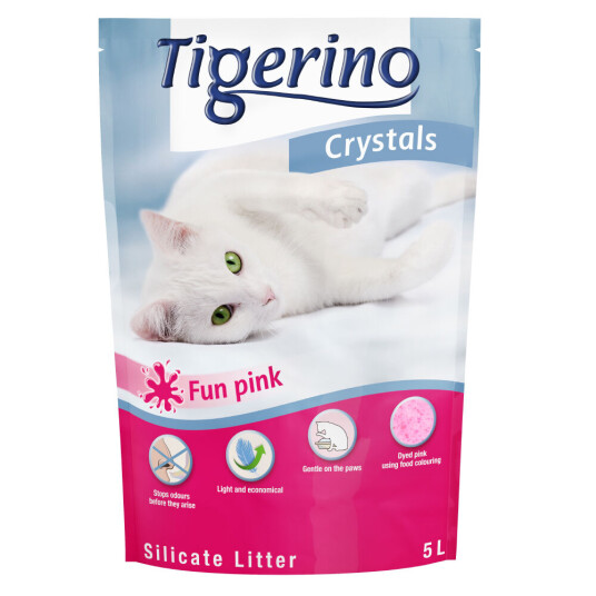 Tigerino Crystals Fun Fargerik Kattesand Rosa 5 L Tigerino Crystals Fun Fargerik Kattesand Rosa 5 L