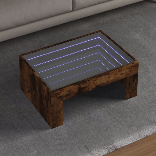 Salongbord med Infinity LED røkt eik 70x50x30 cm 847613