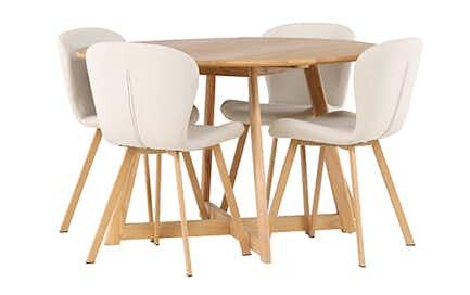 Spisegruppe Venture Home Yakidon Ø120 cm med 4 stk Lilja Stoler