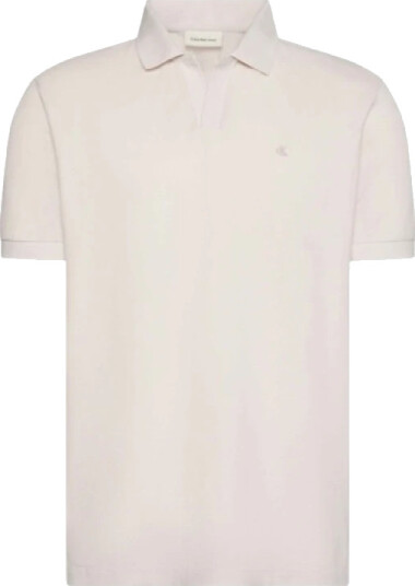 Calvin Klein Jeans Ss Open Collar Casual Pique Polo Cream M