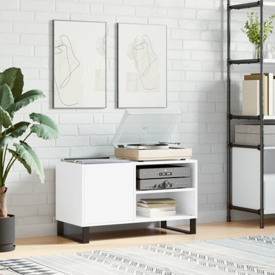 Hifi benk hvit 85x38x48 cm konstruert tre